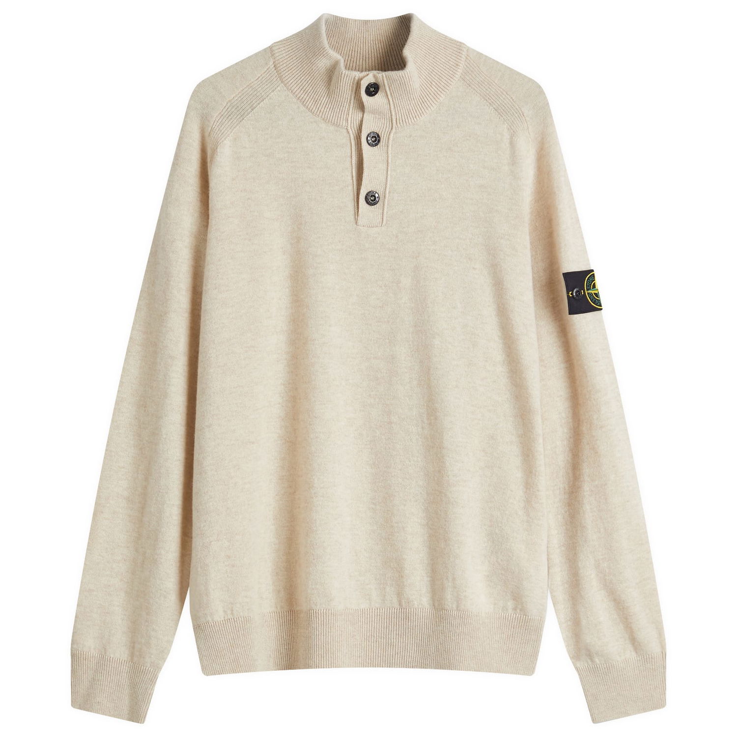 Sveter Stone Island Stone Island Geelong Wool Half Button Knit, Size Large Béžová | K1S155100043-V0M9A, 1