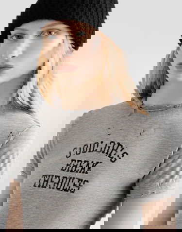 Tričko Dolce & Gabbana Dolce & Gabbana Jersey T-Shirt with "Cool Girls Break the Rules" Print Šedá | F8V89TGDDGHS9000, 3
