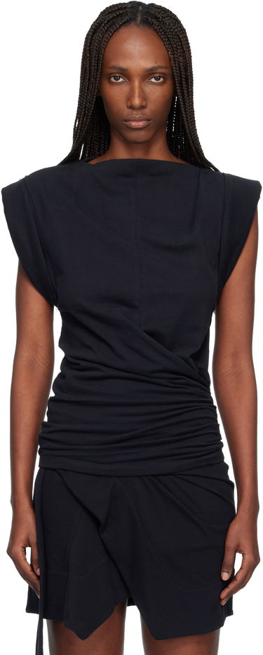 Tričko ISABEL MARANT Maisan Shoulder-Padded Ruched T-shirt Čierna | TS0207FA-A1N41I, 0