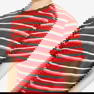 Tričko BEAMS Beams Plus Multi Stripe Pocket T-Shirt, Size Large Červená | 3804-0085-048-35, 5