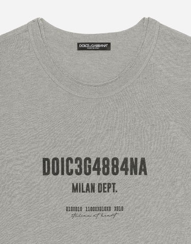 Tričko Dolce & Gabbana Cotton Interlock T-shirt With Logo Print Šedá | G8RF4TG7K0CS8290, 2
