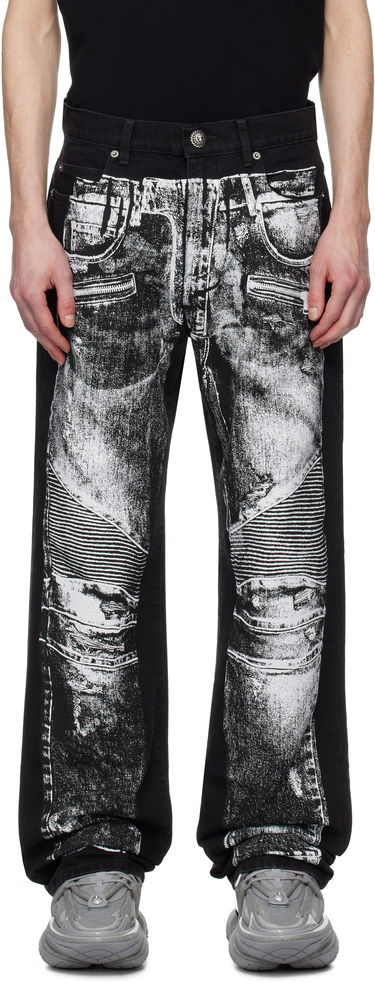 Džínsy Balmain Balmain Loose-Fit Biker Print Jeans Čierna | EH1ML155DF52, 0