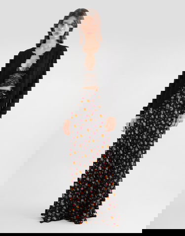 Sukňa Dolce & Gabbana Dolce & Gabbana Small Rose Bouquets-print Flared Charmeuse Skirt Rôznofarebný | F4DBJTFSA8DHN5XR, 1