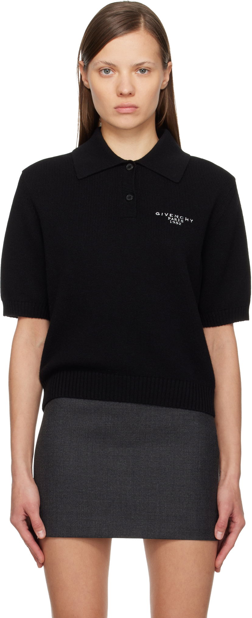 Polo tričko Givenchy Wool & Cashmere Knit Short Sleeve Polo Shirt Čierna | BWL0084ZSN001