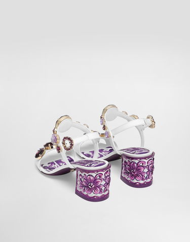 Doplnky Dolce & Gabbana Dolce & Gabbana Patent Leather Sandals With Jeweled Embellishments Biela | CR1733AT848I03TN, 2