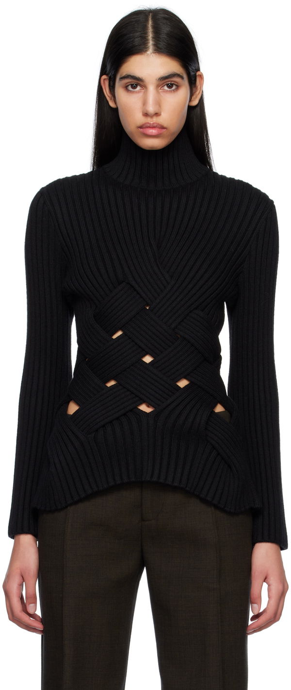 Sveter Bottega Veneta Intreccio Turtleneck Čierna | 725638 V2MO0, 0