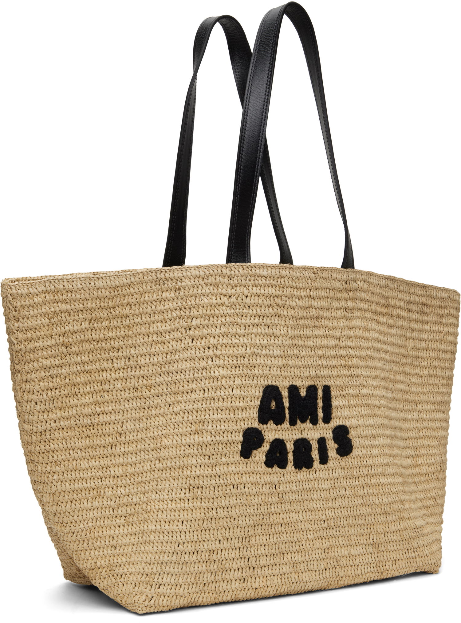 Tote bag AMI AMI Paris Rafia Tote Bag with Leather Handles Béžová | ULL033.AW0077, 1