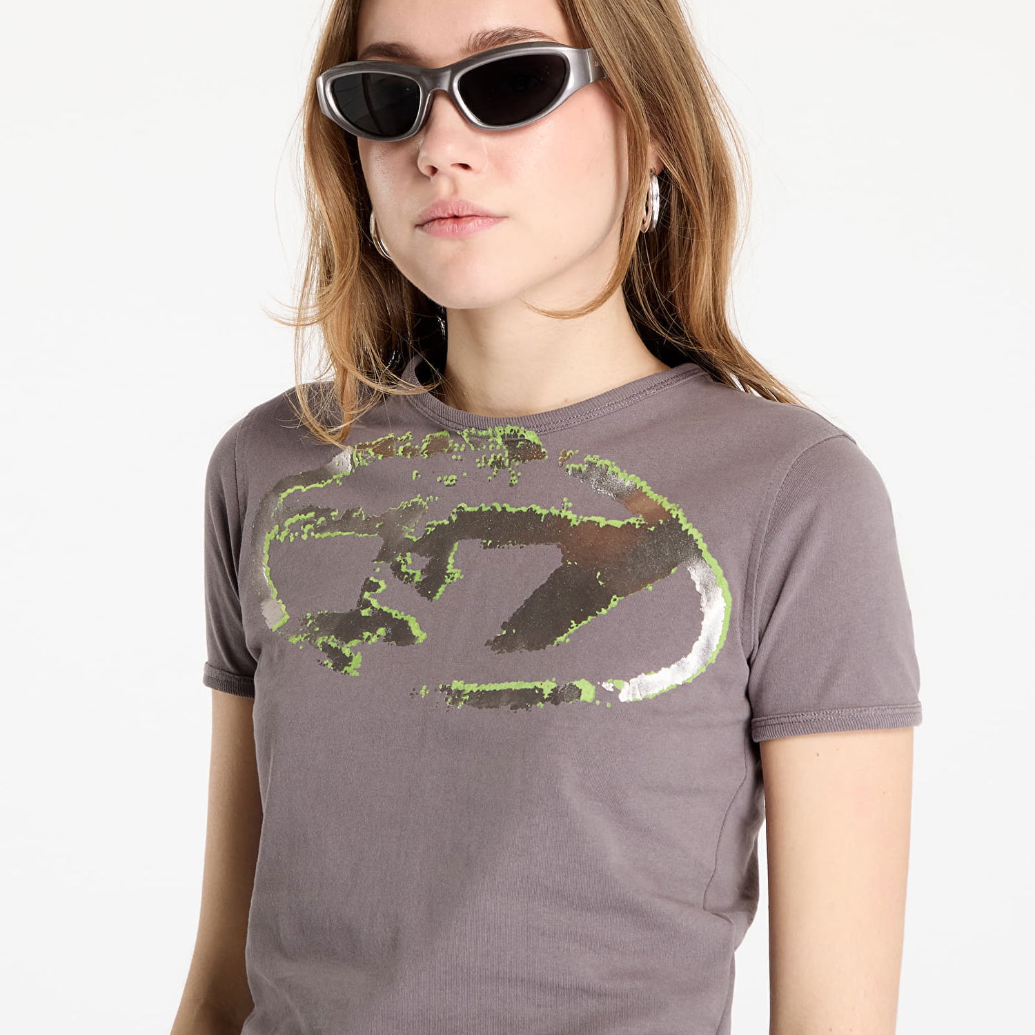Tričko Diesel Diesel T-Uncutie-Long-P14 T-Shirt Šedá | A15368_0DQAU Frost Gray, 1