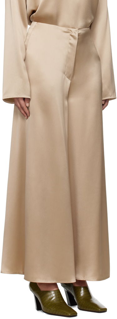 Nohavice Nanushka Nanushka Zaniah Satin Wide-Leg Trousers Béžová | NW25RSPA02872, 1