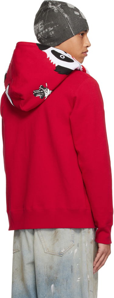 Mikina BAPE A Bathing Ape Panda Full Zip Hoodie Červená | 001ZPK801006M, 2