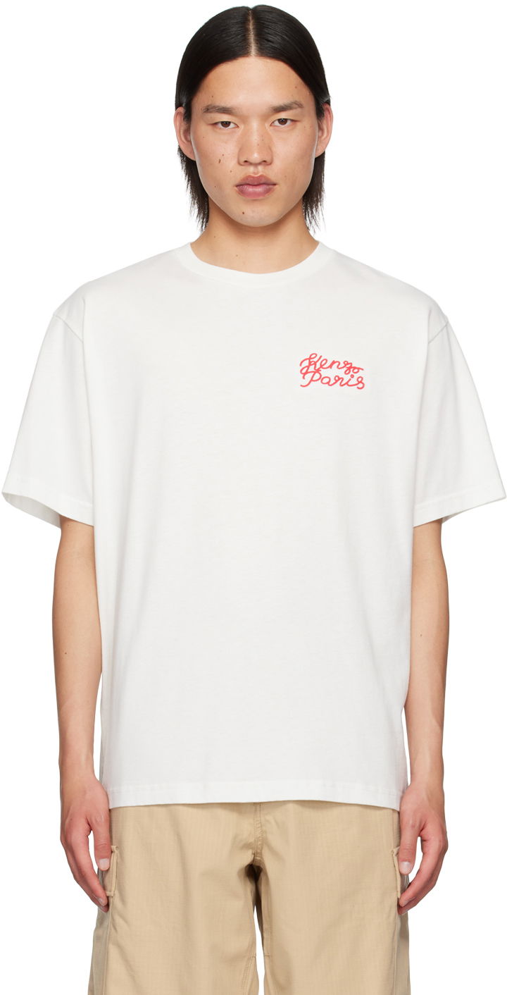 Tričko KENZO White Paris Embroidered T-Shirt Biela | FE68TS0074SG, 0
