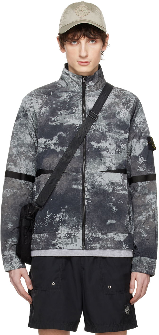 Bunda Stone Island Dissolving Grid Camo Jacket Šedá | 8015661E1, 0