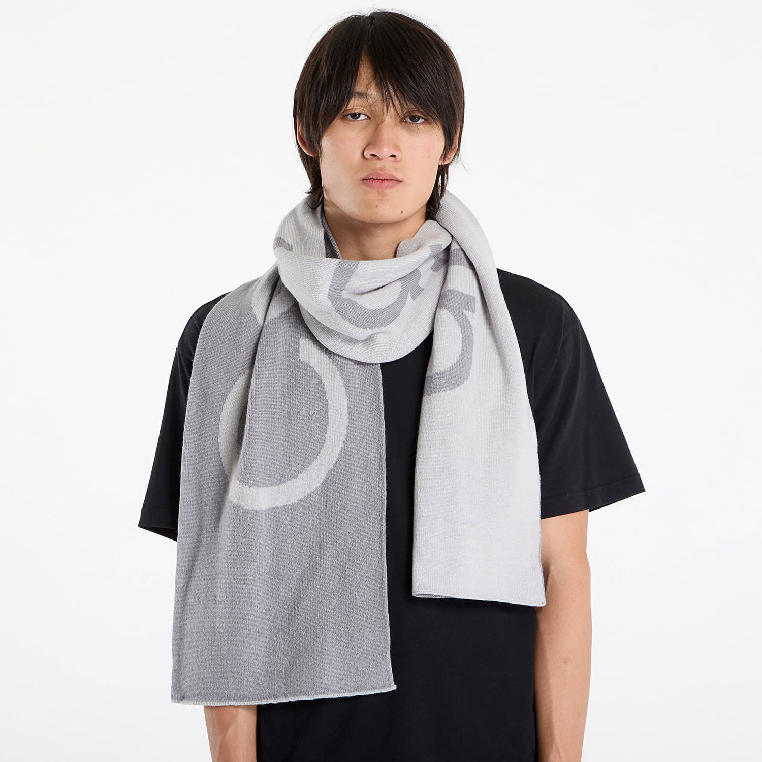 Šál CALVIN KLEIN Calvin Klein Bold Logo 2-Tone Wool Scarf Šedá | LV04D8030G QBW, 1