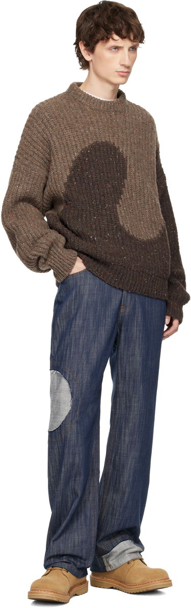 Sveter ERL Knit Crewneck Swirl Tweed Sweater Hnedá | ERL11N004, 3