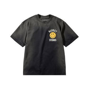 Tričko MARKET Market Smiley Upside Down Lockup T-Shirt Šedá | SS0228-BLACK, 0