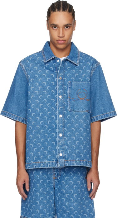 Košeľa Marine Serre Marine Serre Moon Laser Workwear Denim Shirt Modrá | MSI017A CDEN0002, 0