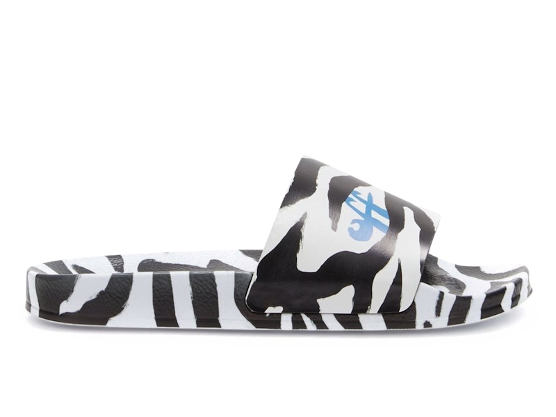Tenisky a topánky Off-White Pool Slides Zebra Print Black White Blue W Čierna | OWIC004S22MAT0011001, 0