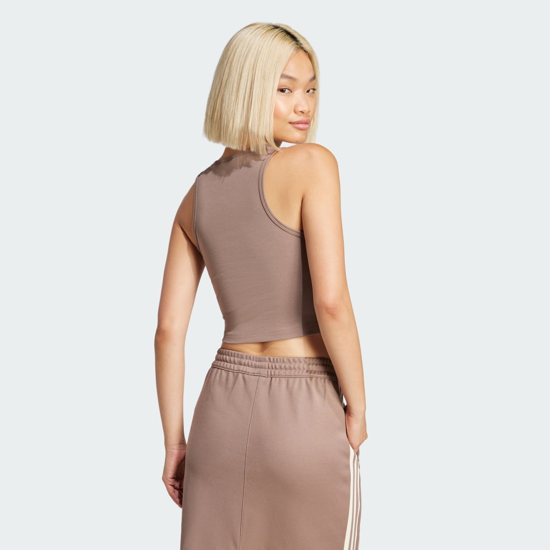Tielko adidas Performance Essentials Ribbed Cropped Tank Top Hnedá | JC9009, 1