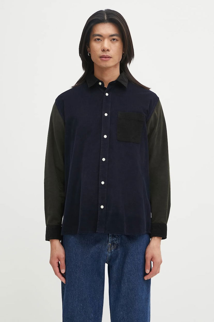 Košeľa Barbour Barbour Patchwork OS Cord Shirt, Regular Fit Navy | MSH5688MI32