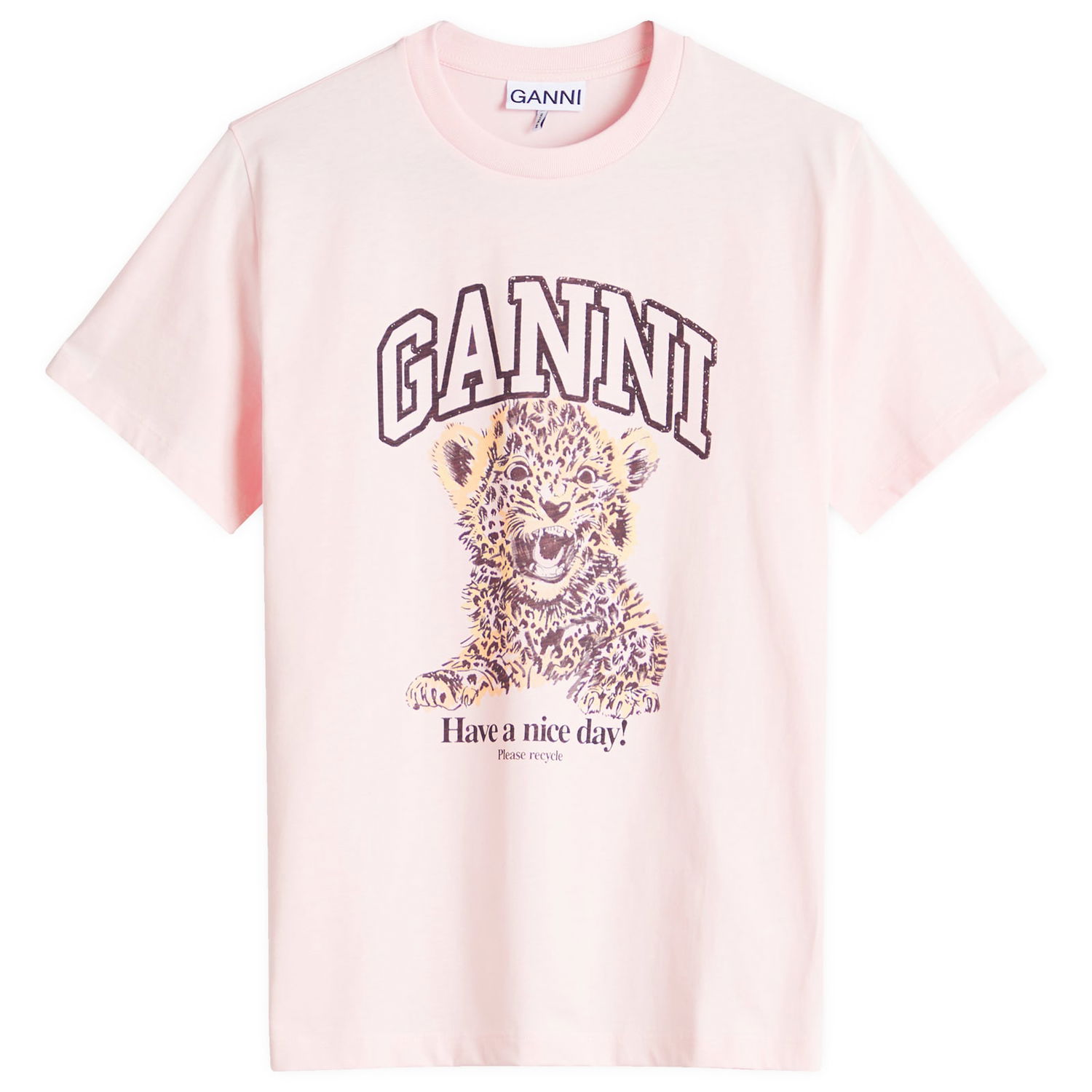 Tričko GANNI GANNI Relaxed Fit Leopard Print T-Shirt Ružová | T4161-868, 1