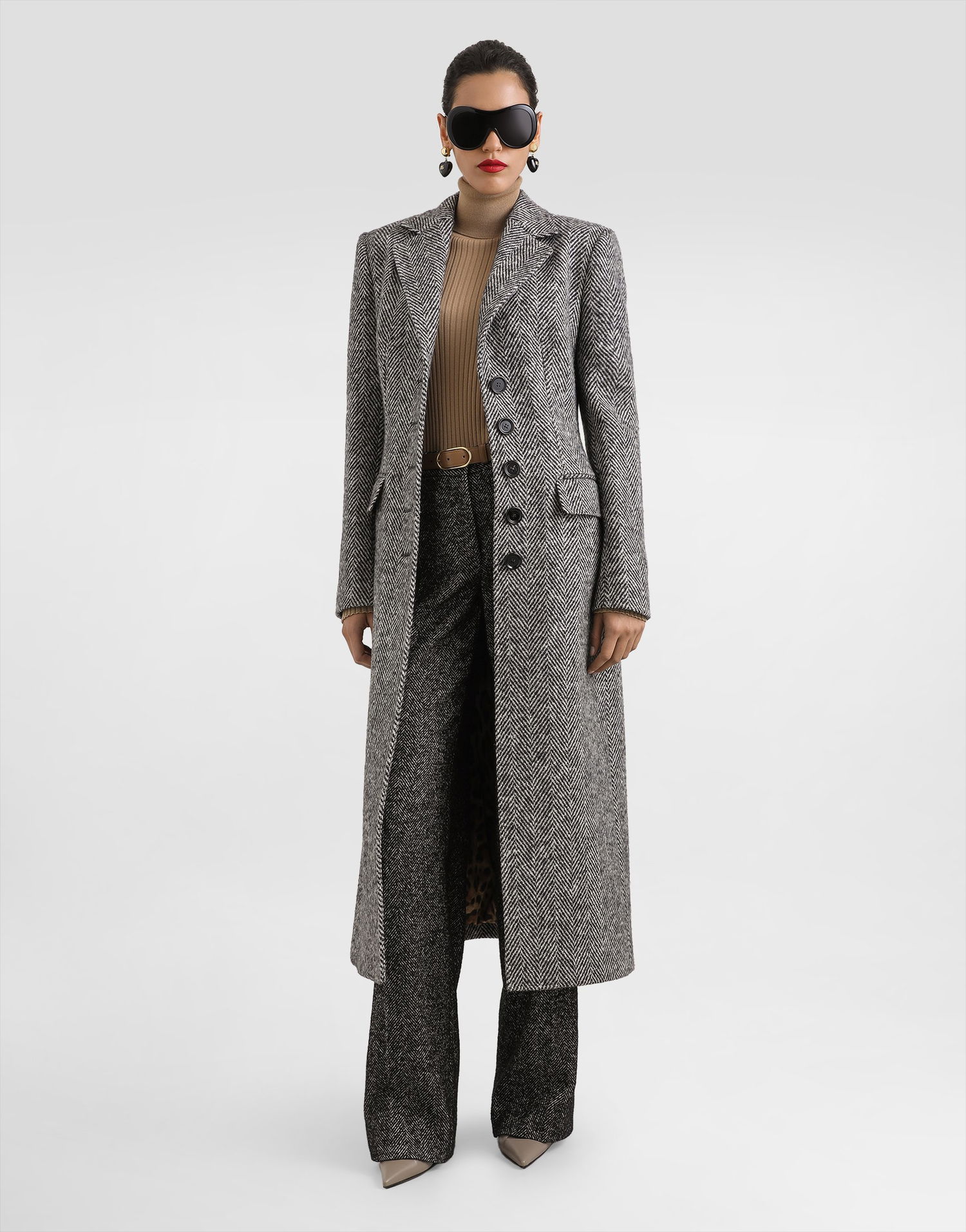 Kabáty Dolce & Gabbana Dolce & Gabbana Single-Breasted Wool Chevron Coat Šedá | F0W4QTFC2FUS8030, 1
