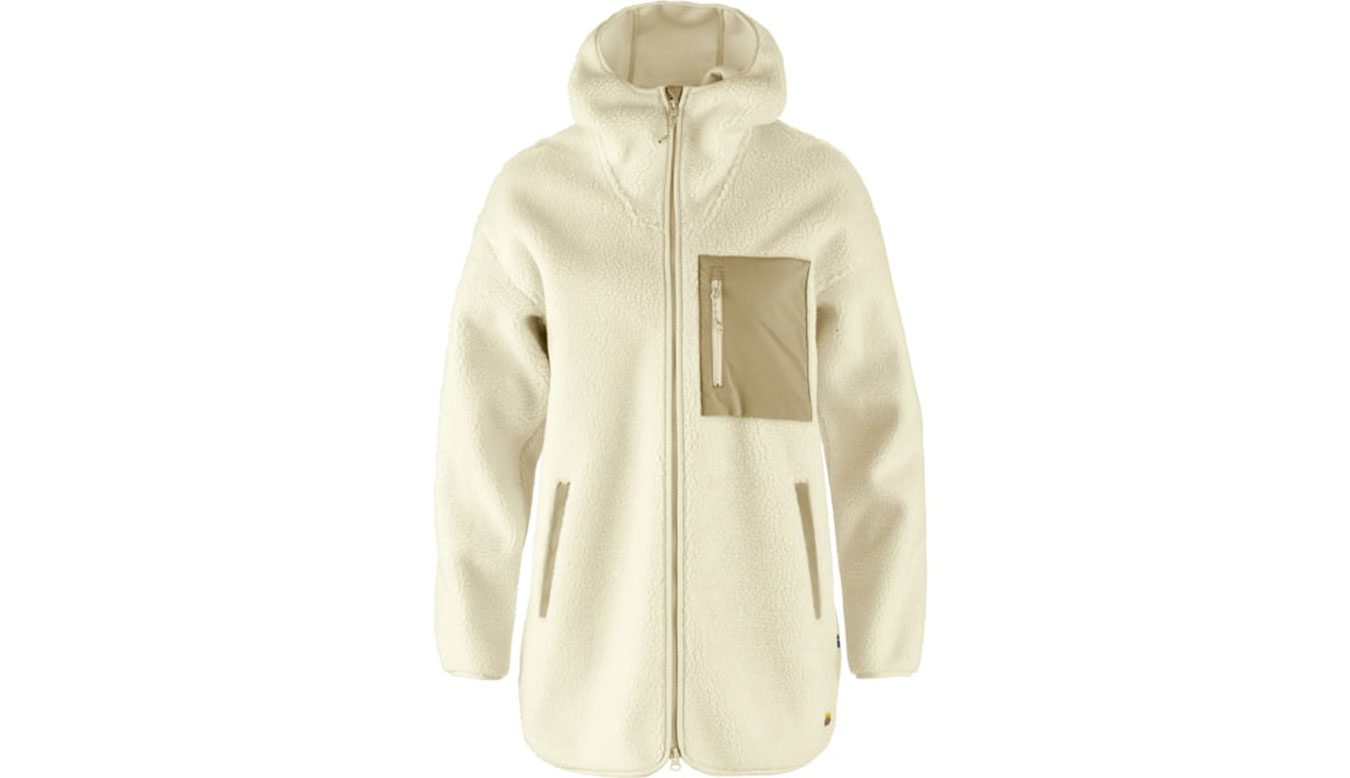 Mikina FJÄLLRÄVEN Vardag Pile Long Hooded Fleece Jacket Béžová | F14600256-113, 0