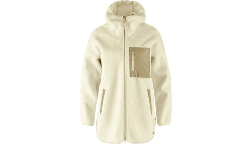 Mikina FJÄLLRÄVEN Vardag Pile Long Hooded Fleece Jacket Béžová | F14600256-113