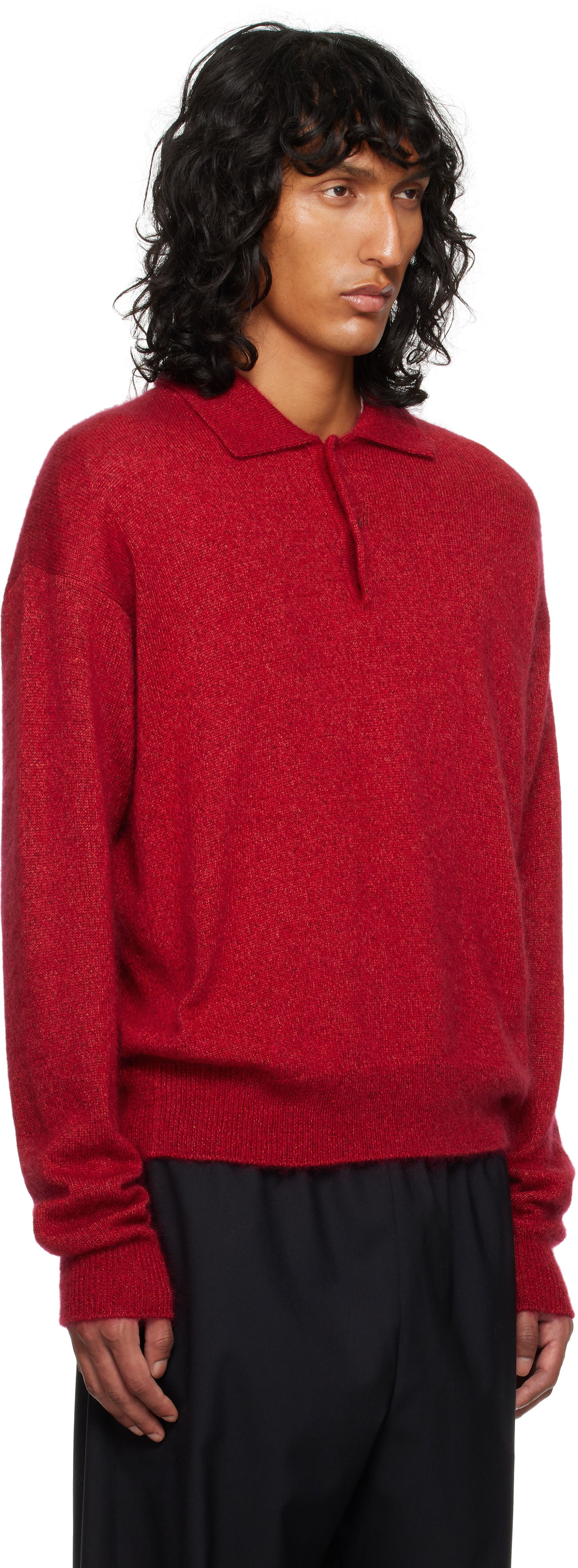 Sveter The Row Gere Knit Polo Sweater Červená | 625-Y872, 1