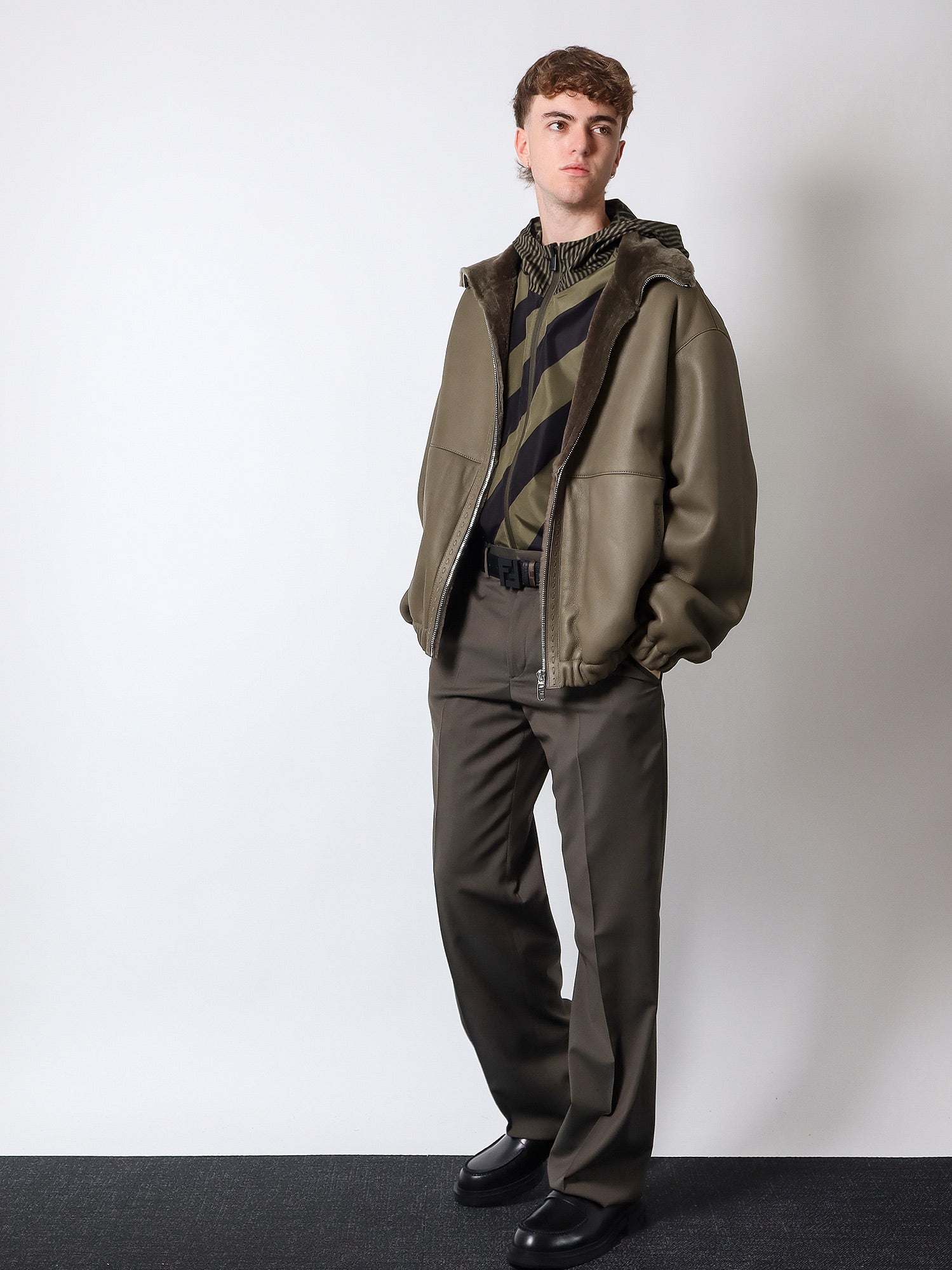 Vetrovka FENDI Fendi Striped Hooded Jacket Zelené | FAA615A79NF13IZ, 1