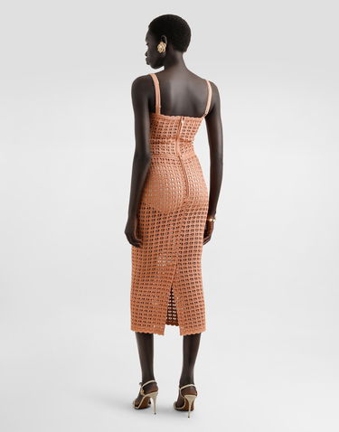 Tielko Dolce & Gabbana Dolce & Gabbana Crochet Knit Bustier Tank Top Oranžová | FXT70TJGMBHF0938, 2
