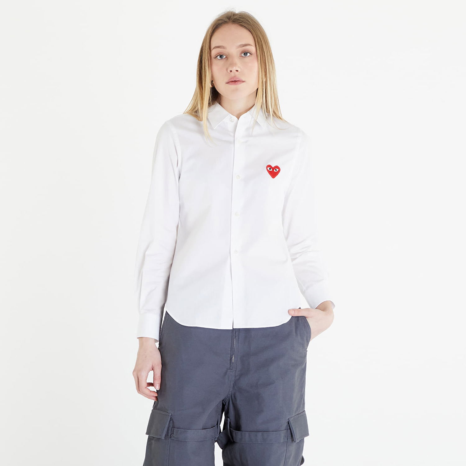 Košeľa Comme des Garçons PLAY Heart Logo Shirt Biela | AZB001 white, 0