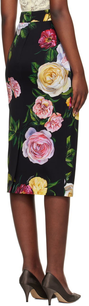 Sukňa Dolce & Gabbana Dolce&Gabbana Peony & Rose-Print Midi Skirt Čierna | F4B6UT FSA7B, 2
