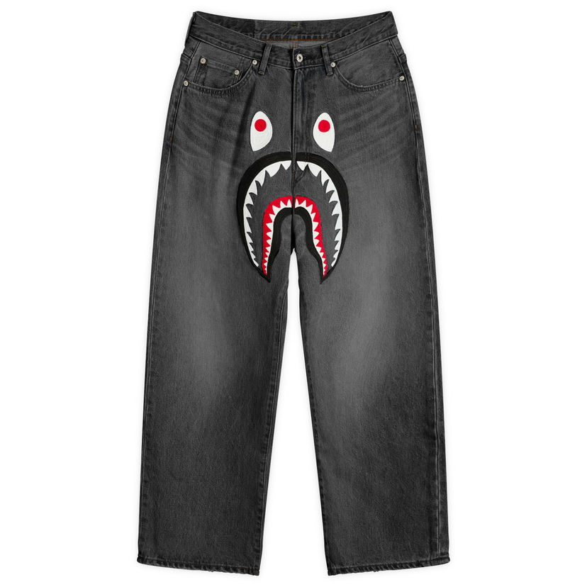Džínsy BAPE Shark Loose Fit 13oz Jeans, Size Small Čierna | 001DPL801006M-BLK