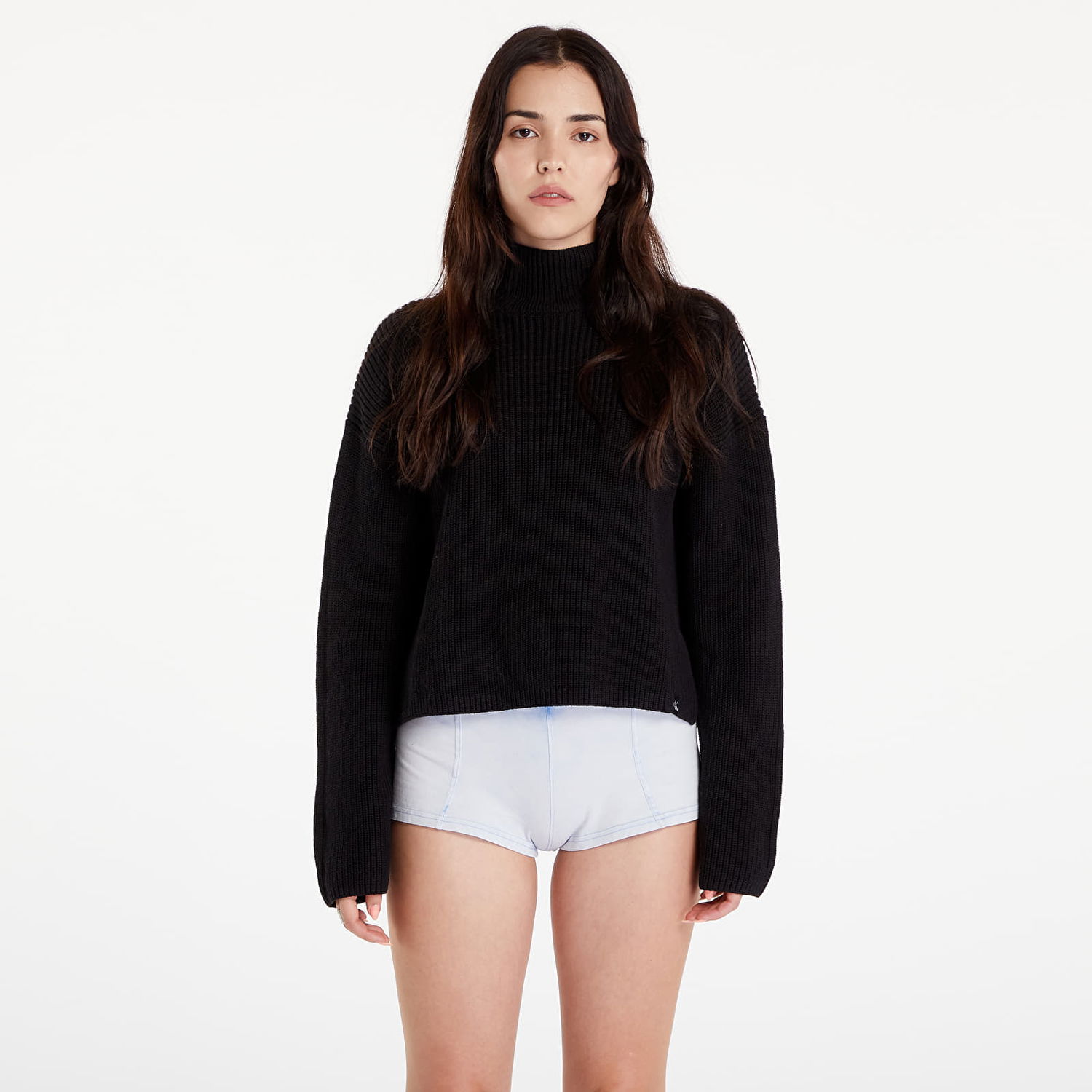 Sveter CALVIN KLEIN Chunky Loose High Neck Sweater Black Čierna | J20J224227 BEH, 0