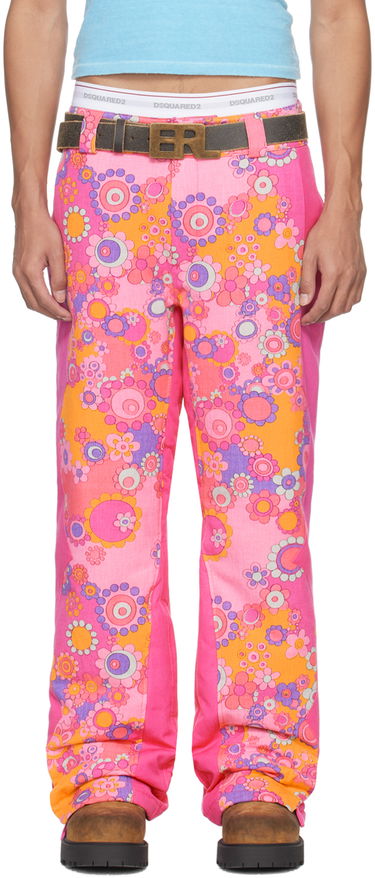 Nohavice ERL Floral Print Down Pants Ružová | ERL07P103, 0