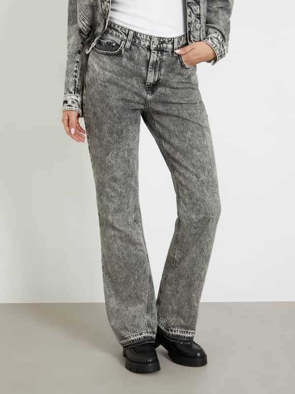 Nohavice a džínsy GUESS High Rise Straight Denim Pant Šedá | W4RA33D56B3, 0