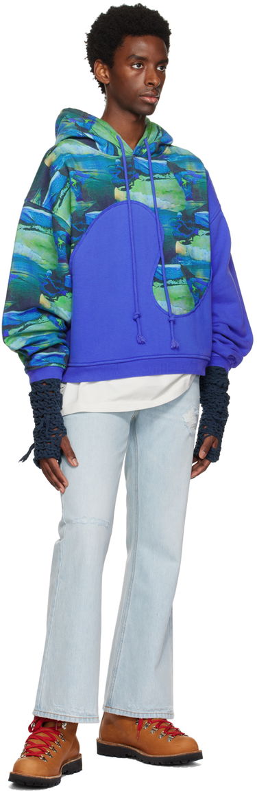 Mikina ERL Paneled Graphic Hoodie Modrá | ERL06T038, 4