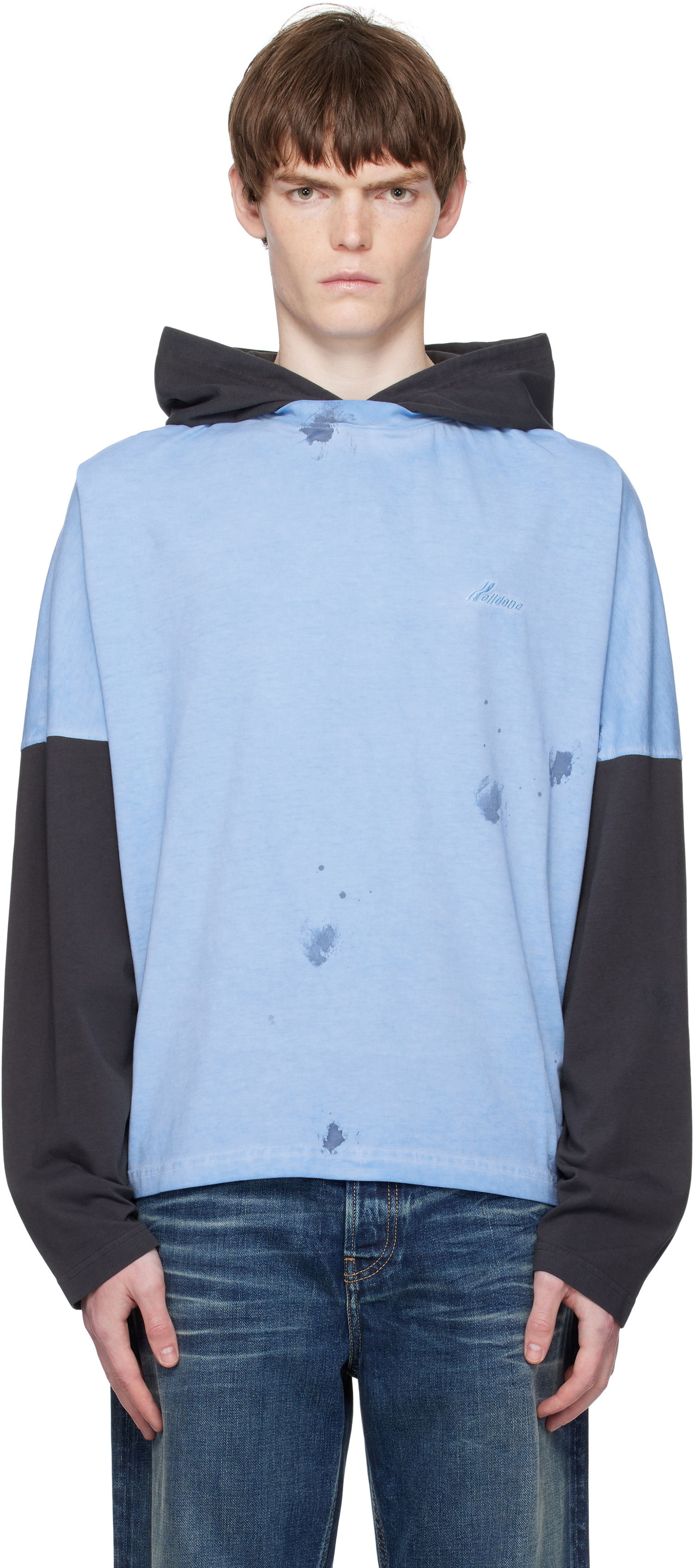 Mikina We11done We11done Painted Long Sleeve Hoodie Modrá | WD-TT2-25-784-U-BL, 0