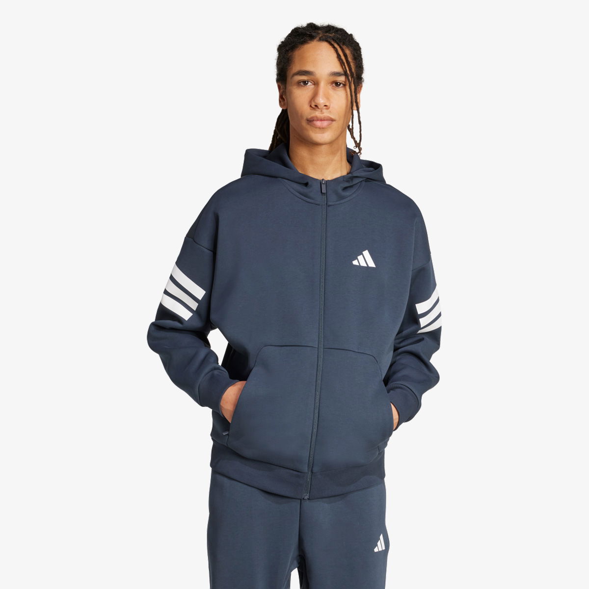 Mikina adidas Originals 3-Stripes Full-Zip Hoodie Navy | JW7107, 1