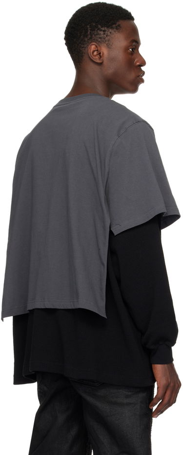 Tričko We11done We11done Layered Long Sleeve Graphic T-Shirt Šedá | WD-TT1-24-850-U-GY, 2