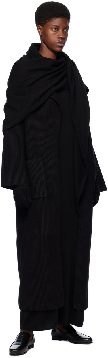 Kabáty TOTEME Ribbed Longline Coat Čierna | 241-WRT1018-YA0024, 3