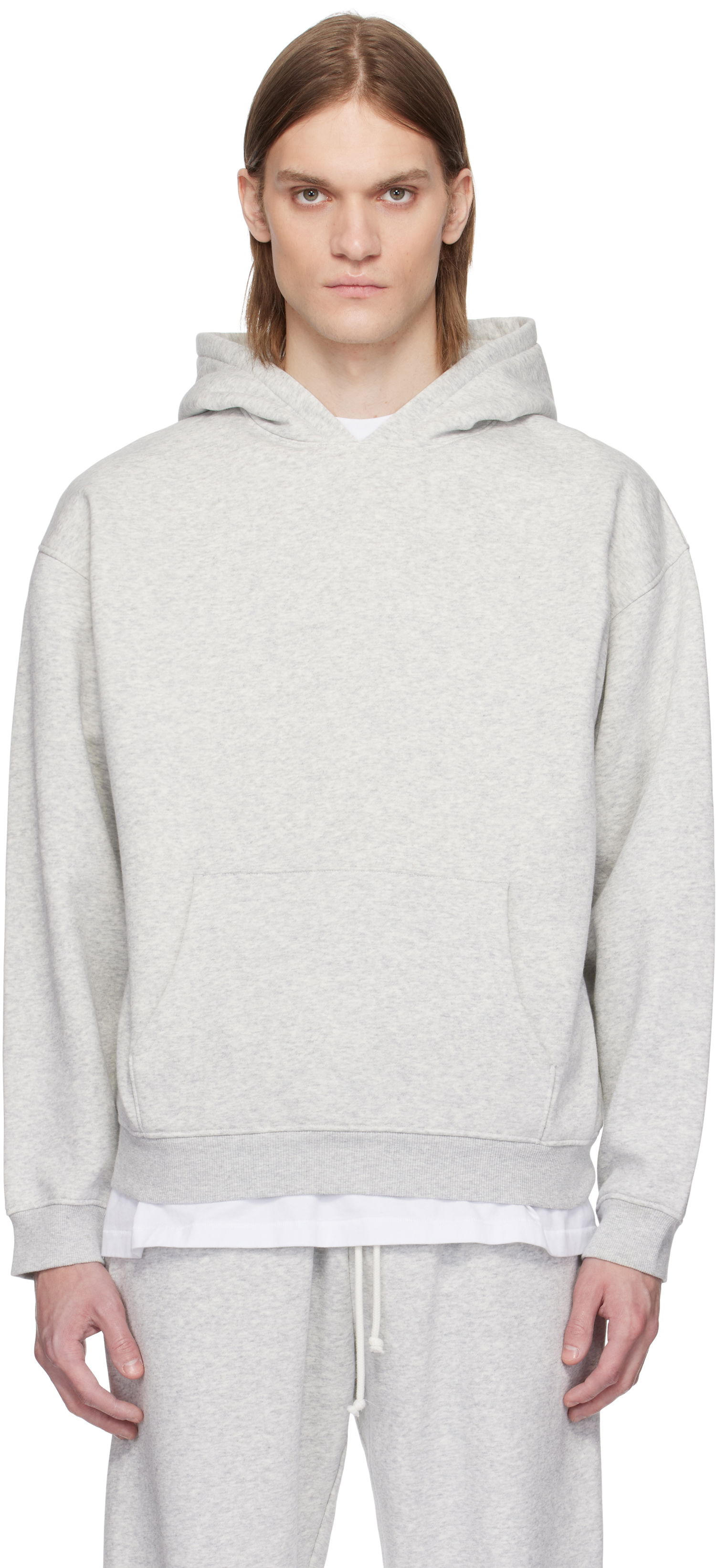 Mikina SKIMS SKIMS Fleece Relaxed Hoodie Šedá | PL-PLO-8461M-LIGHT HEATHER GREY, 0