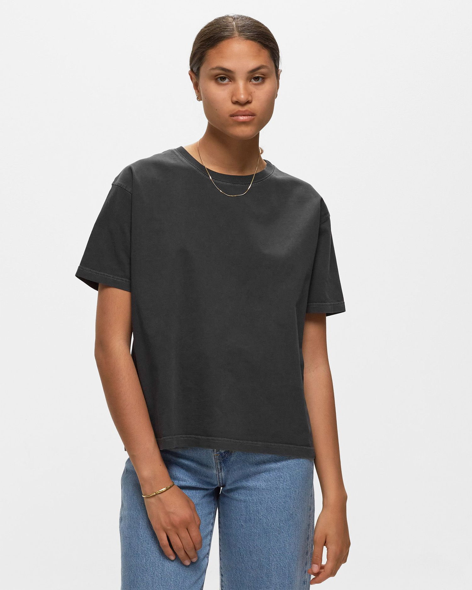 Tričko American Vintage Fizvalley Grey Short Sleeve T-Shirt, Size L Čierna | FIZ02AE24-CARBONE-VINTAGE, 1