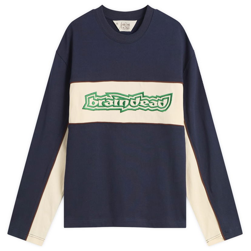 Tričko Brain Dead Heavyweight Panelled Long Sleeve T-Shirt Navy | BDF25T010045-NVY