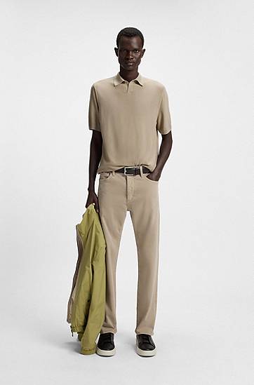 Polo tričko BOSS Merino Wool Knit Polo with Natural Stretch Béžová | 50543220, 1