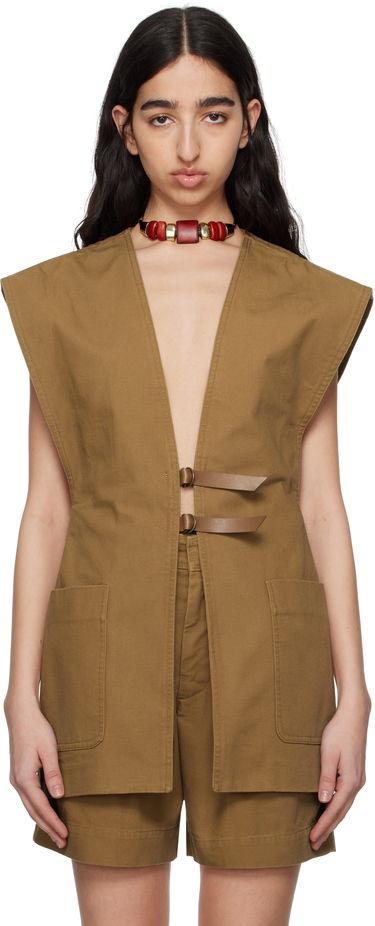 Vesta ISABEL MARANT Isabel Marant Falila Cotton Canvas Vest Hnedá | GI0053FA-C2F01I, 0