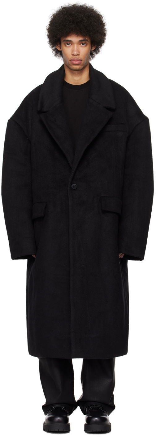 Kabáty Entire Studios Basilica Oversized Wool Coat Čierna | ES2420OP, 0