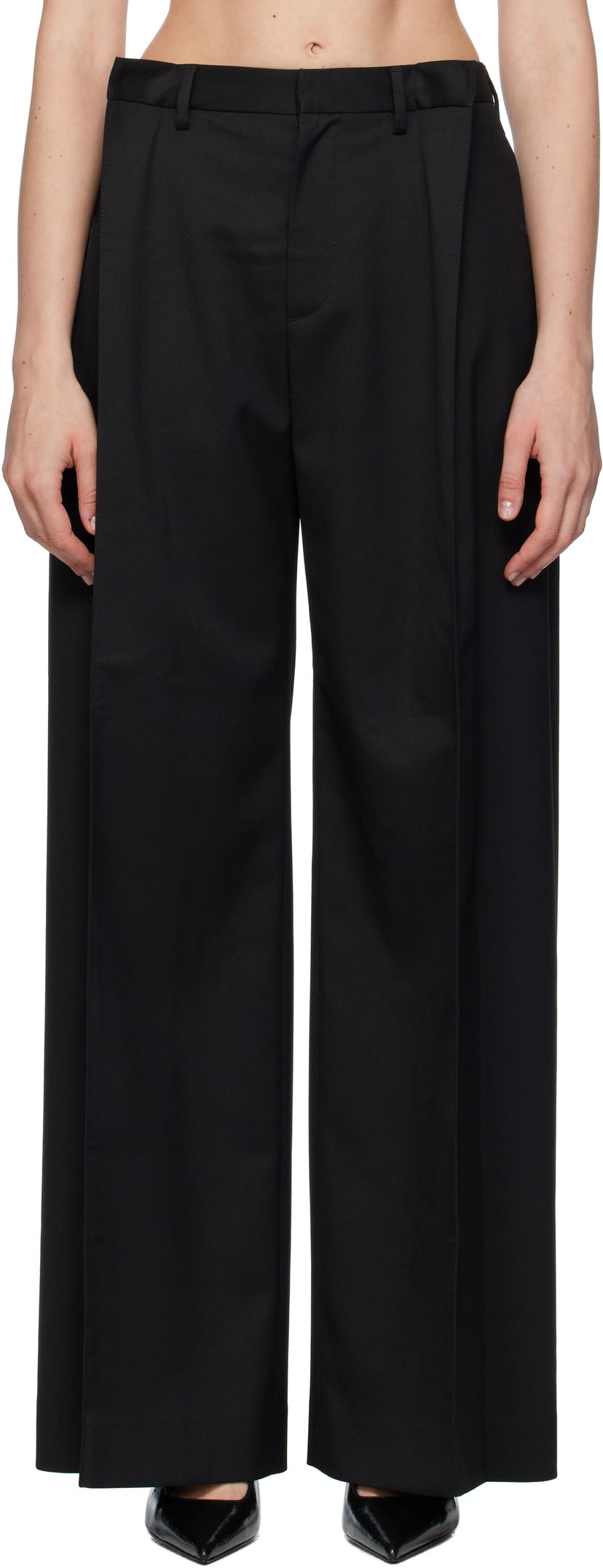 Nohavice Maison Margiela MM6 Maison Margiela Tailoring Blend Wide-Leg Trousers Čierna | S52KA0539 M35227