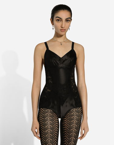 Body Dolce & Gabbana Lace And Satin Bodysuit Čierna | F7AC8TGDCL9N0000, 2