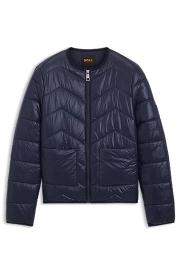 Prešívaná bunda BOSS Chevron Quilted Water-Repellent Jacket Navy | 50542364